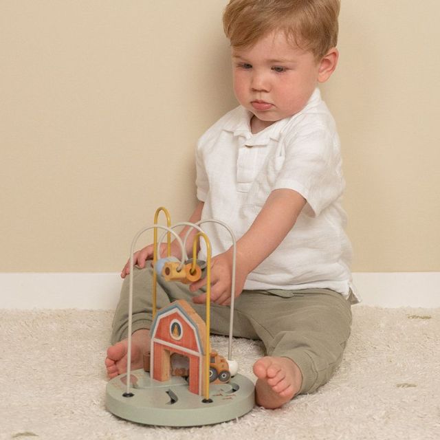 Little Dutch Little Farm wooden activity spiral with farm-themed beads and animals